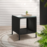 Furniture > Outdoor Gardeon Side Table Coffee Patio Outdoor Furniture Rattan Desk Indoor Garden Black