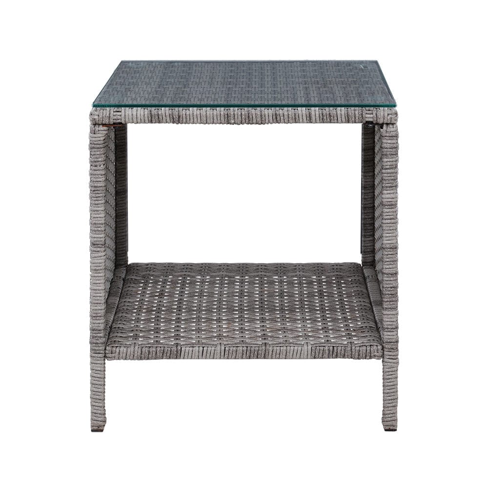Furniture > Outdoor Gardeon Side Table Coffee Patio Outdoor Furniture Rattan Desk Indoor Garden Grey
