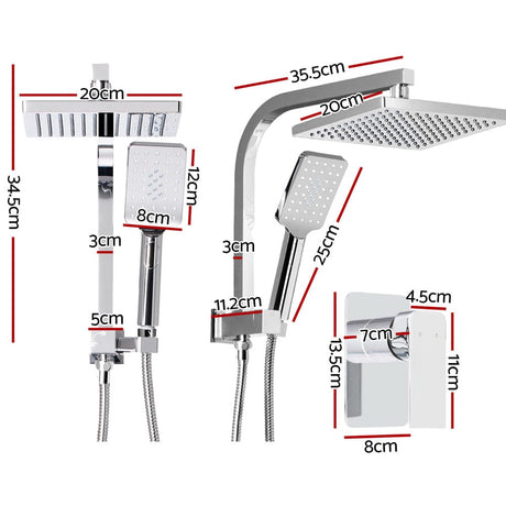 Home & Garden > Bathroom Accessories Cefito WELS 8'' Rain Shower Head Mixer Square Handheld High Pressure Wall Chrome