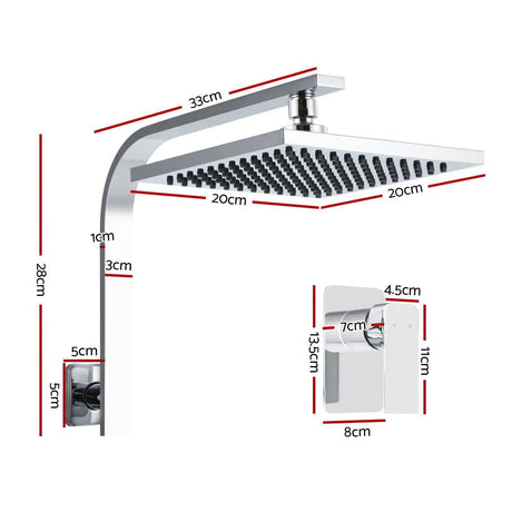 Home & Garden > Bathroom Accessories Cefito WElS 8'' Rain Shower Head Mixer Square High Pressure Wall Arm DIY Chrome