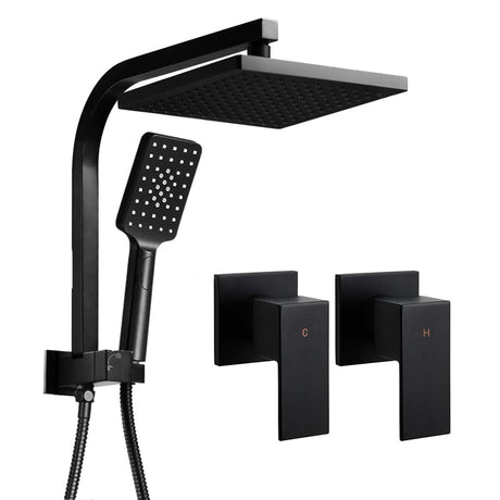 Home & Garden > Bathroom Accessories Cefito WELS 8'' Rain Shower Head Taps Square Handheld High Pressure Wall Black