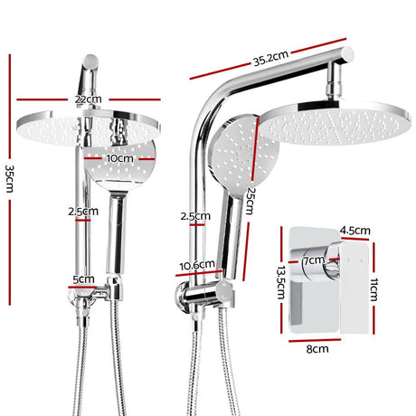 Home & Garden > Bathroom Accessories Cefito WELS 9'' Rain Shower Head Mixer Round Handheld High Pressure Wall Chrome