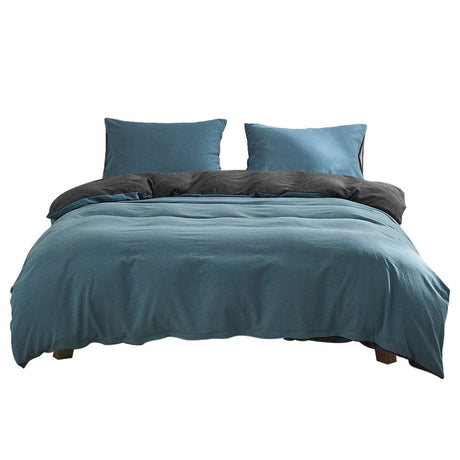 Home & Garden > Bedding Cosy Club Quilt Cover Set Cotton Duvet Double Blue Dark Blue