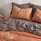 Home & Garden > Bedding Cosy Club Quilt Cover Set Cotton Duvet Double Orange Brown