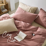 Home & Garden > Bedding Cosy Club Quilt Cover Set Cotton Duvet Single Red Beige