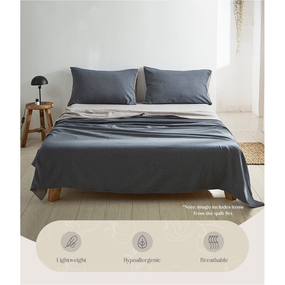 Home & Garden > Bedding Cosy Club Sheet Set Cotton Sheets Double Dark Blue Grey