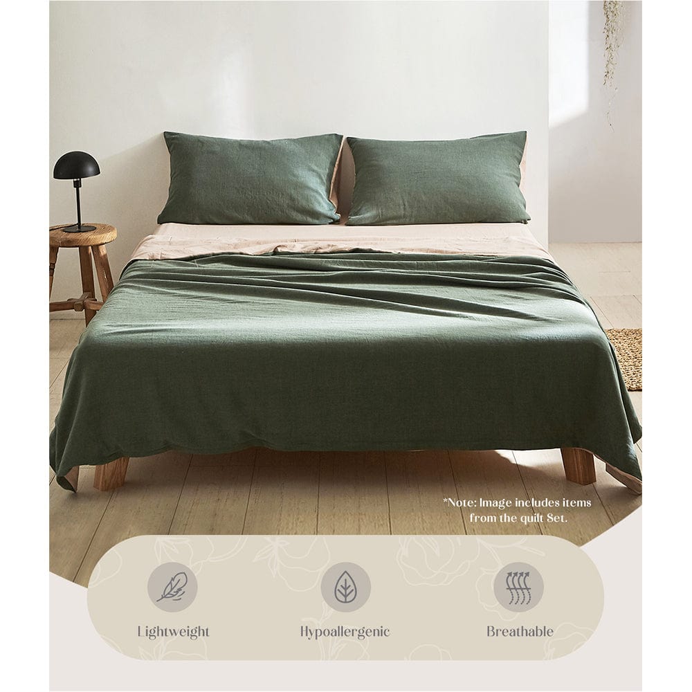 Home & Garden > Bedding Cosy Club Sheet Set Cotton Sheets Double Green Beige