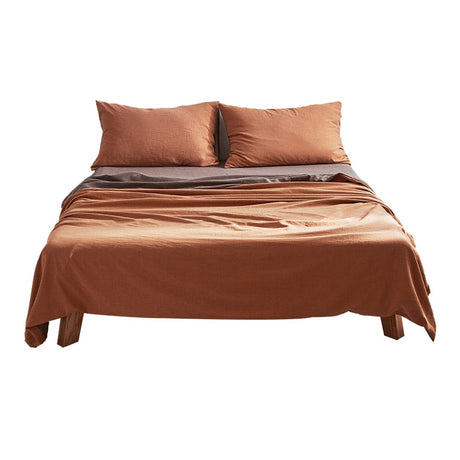 Home & Garden > Bedding Cosy Club Sheet Set Cotton Sheets Double Orange Brown