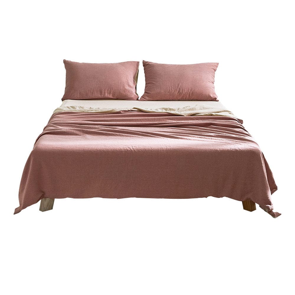 Home & Garden > Bedding Cosy Club Sheet Set Cotton Sheets Double Vanilla Rhubarb