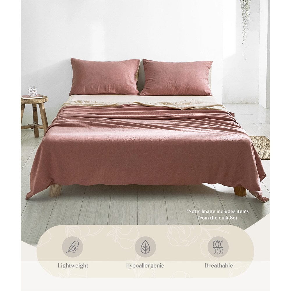 Home & Garden > Bedding Cosy Club Sheet Set Cotton Sheets Double Vanilla Rhubarb