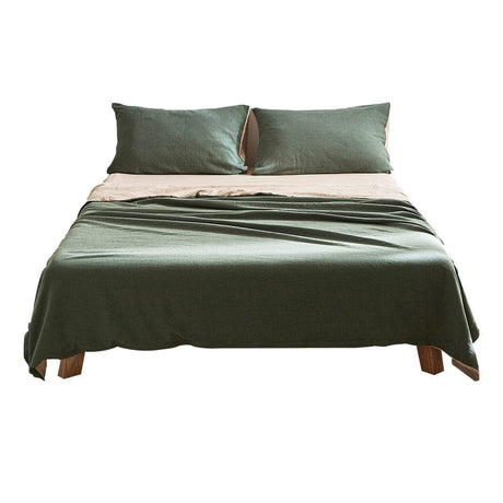 Home & Garden > Bedding Cosy Club Sheet Set Cotton Sheets King Green Beige