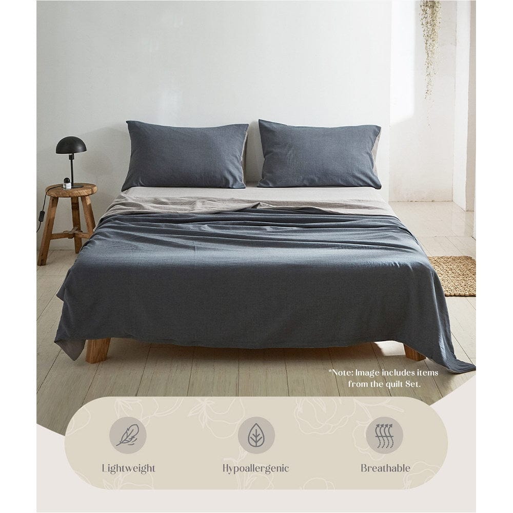 Home & Garden > Bedding Cosy Club Sheet Set Cotton Sheets Queen Blue Dark Grey