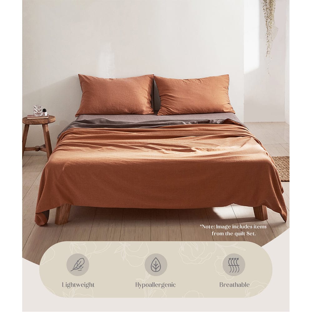 Home & Garden > Bedding Cosy Club Sheet Set Cotton Sheets Single Orange Brown