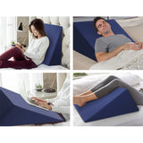 Home & Garden > Bedding Giselle Bedding 2X Memory Foam Wedge Pillow Neck Back Support with Cover Waterproof White Blue