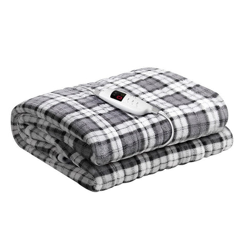 Home & Garden > Bedding Giselle Bedding Electric Throw Rug Flannel Snuggle Blanket Washable Heated Grey and White Checkered