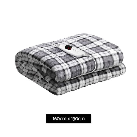 Home & Garden > Bedding Giselle Bedding Electric Throw Rug Flannel Snuggle Blanket Washable Heated Grey and White Checkered