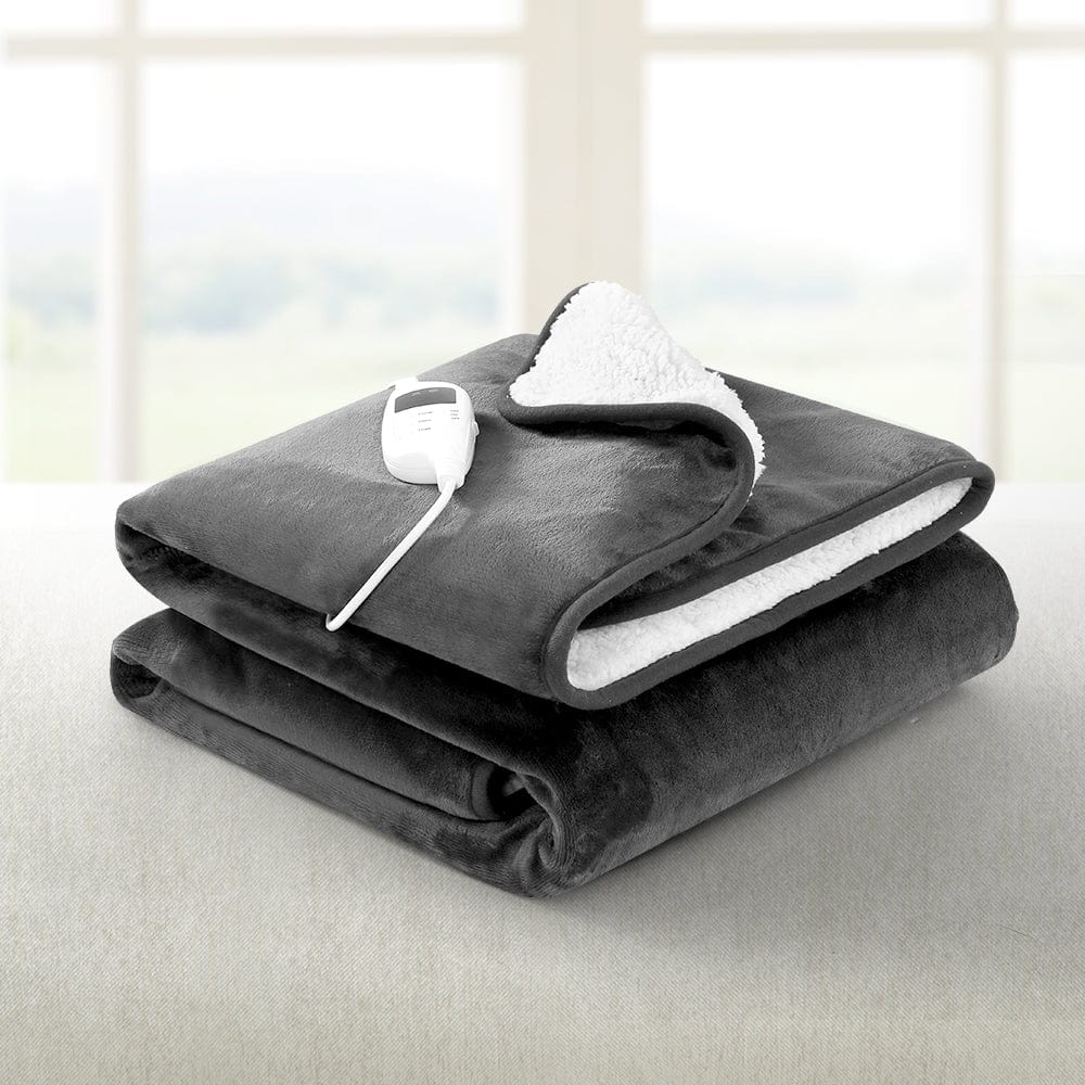 Home & Garden > Bedding Giselle Electric Throw Rug Heated Blanket Washable Snuggle Flannel Winter Grey