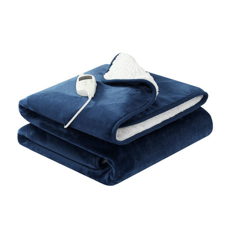 Home & Garden > Bedding Giselle Electric Throw Rug Heated Blanket Washable Snuggle Flannel Winter Navy