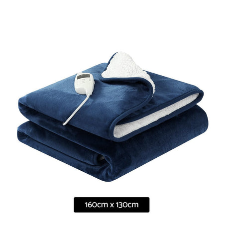 Home & Garden > Bedding Giselle Electric Throw Rug Heated Blanket Washable Snuggle Flannel Winter Navy