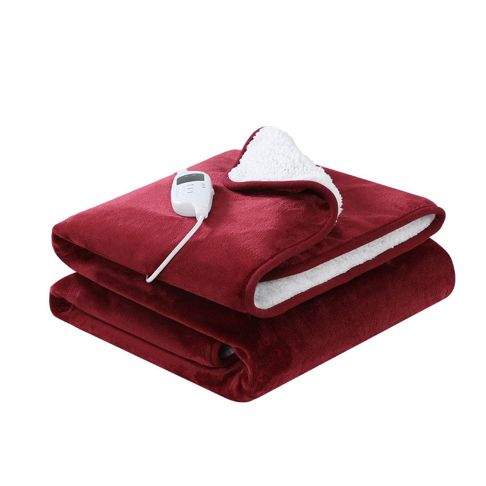 Home & Garden > Bedding Giselle Electric Throw Rug Heated Blanket Washable Snuggle Flannel Winter Red