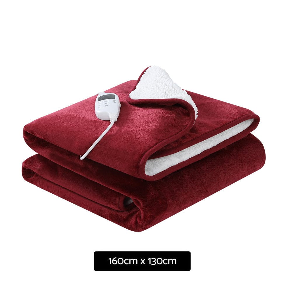 Home & Garden > Bedding Giselle Electric Throw Rug Heated Blanket Washable Snuggle Flannel Winter Red