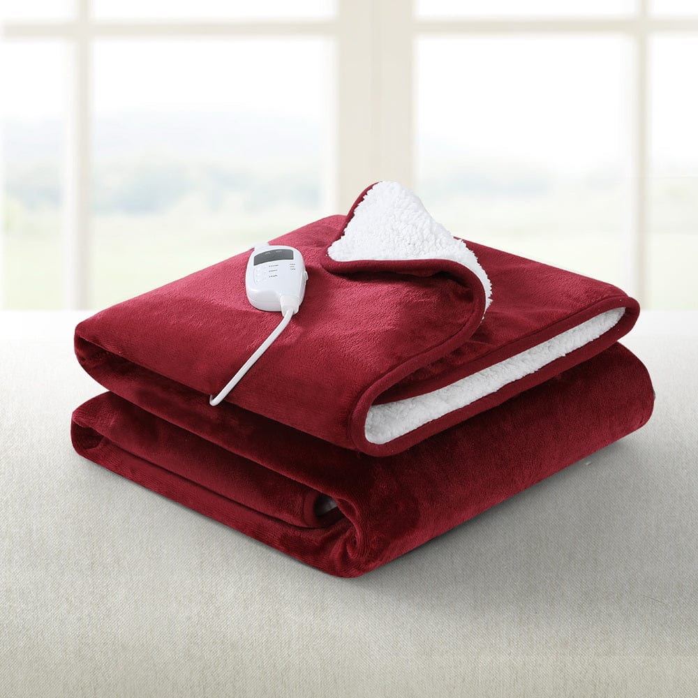 Home & Garden > Bedding Giselle Electric Throw Rug Heated Blanket Washable Snuggle Flannel Winter Red