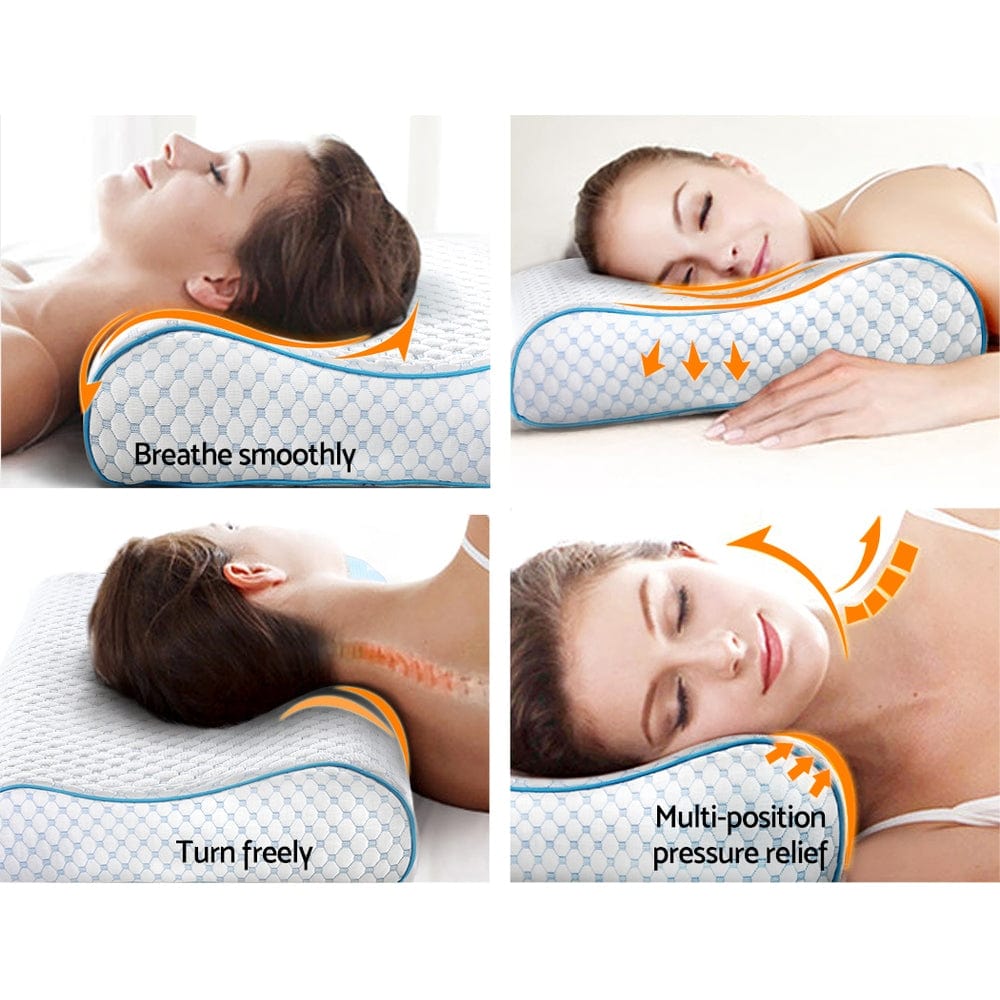 Home & Garden > Bedding Giselle Memory Foam Pillow Ice Silk Cover Contour Pillows Cool Cervical Support