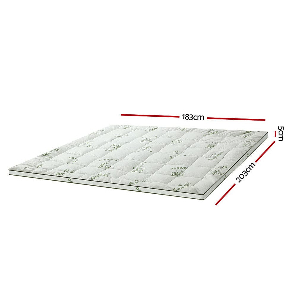 Home & Garden > Bedding Giselle Pillowtop Topper Mattress Toppers Bamboo Fabric Fibre Bed Pad Protector