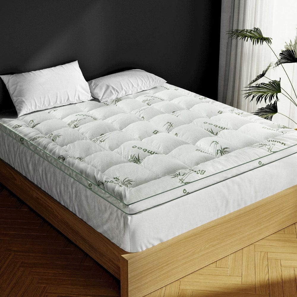 Home & Garden > Bedding Giselle Pillowtop Topper Mattress Toppers Bamboo Fabric Fibre Bed Pad Protector