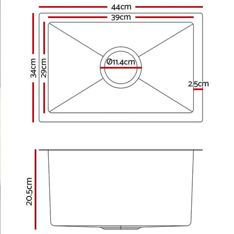 Home & Garden > DIY Cefito 34cm x 44cm Stainless Steel Kitchen Sink Under/Top/Flush Mount Silver