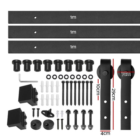 Home & Garden > DIY Cefito Sliding Barn Door Hardware Track Roller Set 3m Kit Slide Office Bedroom