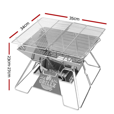 Home & Garden > Firepits Grillz Camping Fire Pit BBQ 2-in-1 Grill Smoker Outdoor Portable Stainless Steel