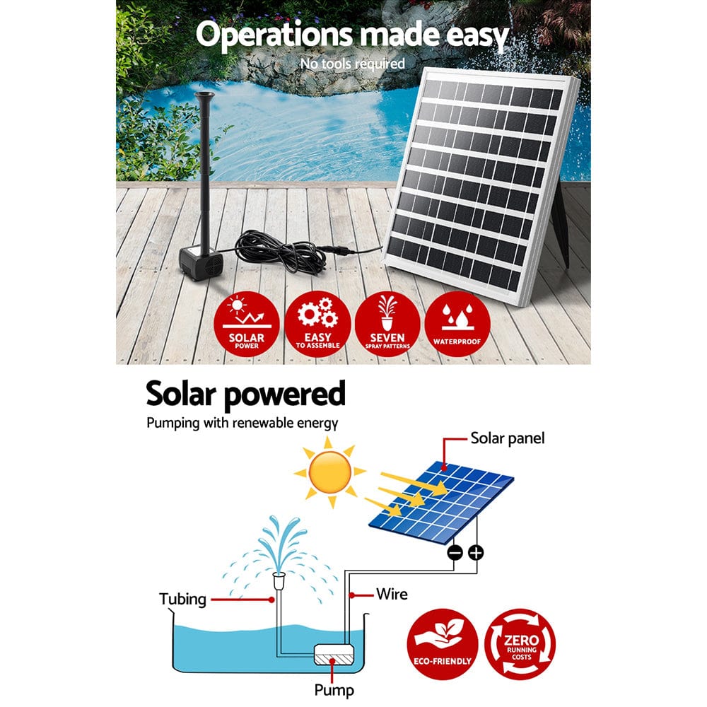 Home & Garden > Garden Tools Solar Pond Pump Powered Outdoor Garden Water Pool Kit Large Panel 8.2 FT