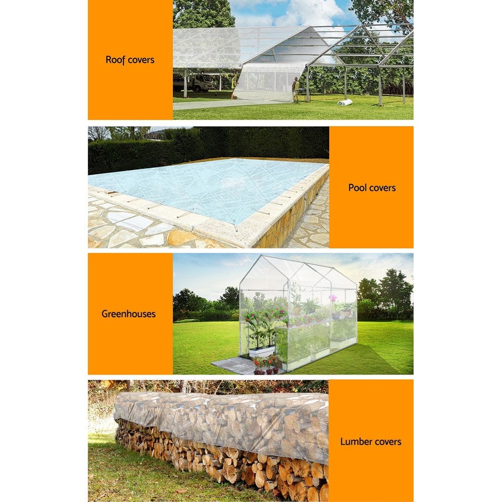 Home & Garden > Green Houses Instahut 6x9m Tarp Camping Tarps Poly Tarpaulin Heavy Duty Cover 135gsm Clear