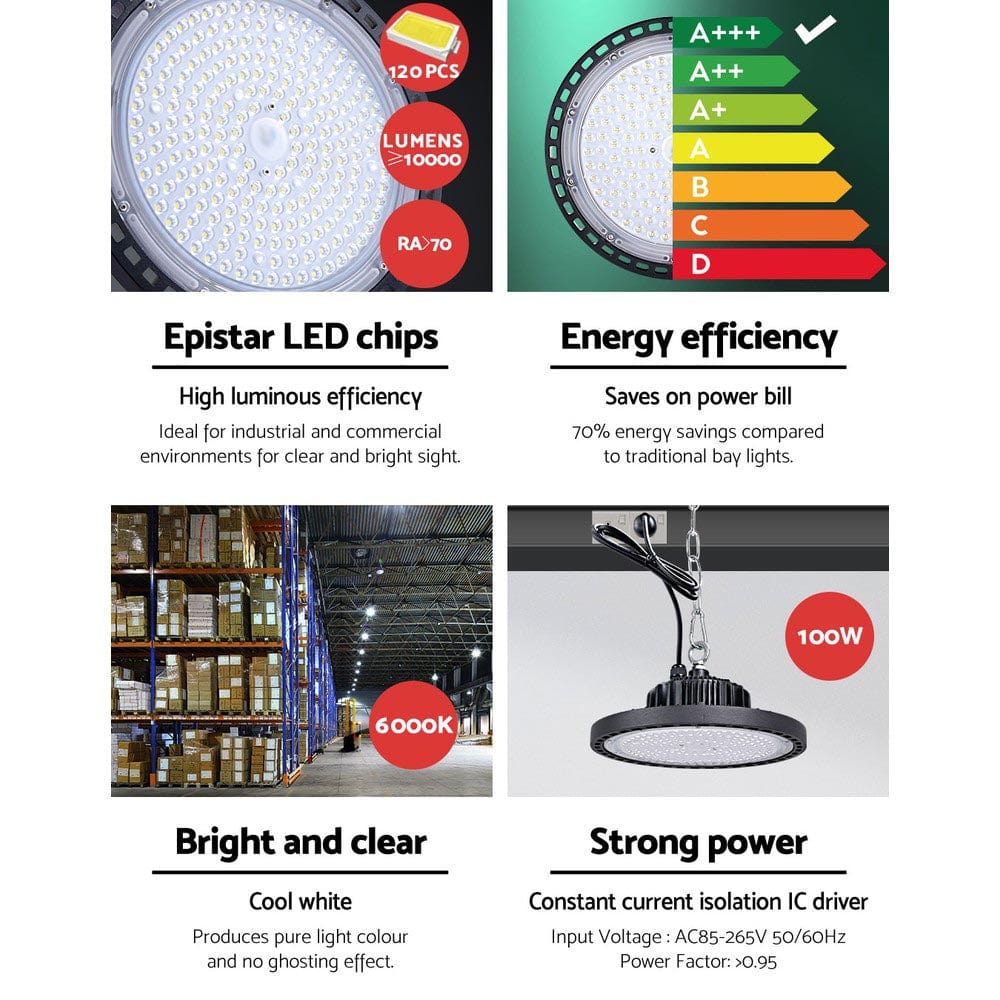 Home & Garden > Lighting Leier LED High Bay Lights Light 100W Industrial Workshop Warehouse Gym