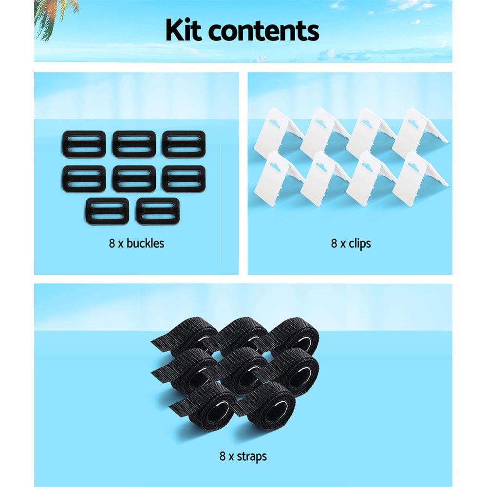 Home & Garden > Pool & Accessories Aquabuddy Pool Cover Roller Attachment Straps Kit 8PCS for Swimming Solar Pool