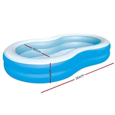 Home & Garden > Pool & Accessories Bestway Inflatable Kids Pool Swimming Pool Family Pools 2.62m x 1.57m x 46cm