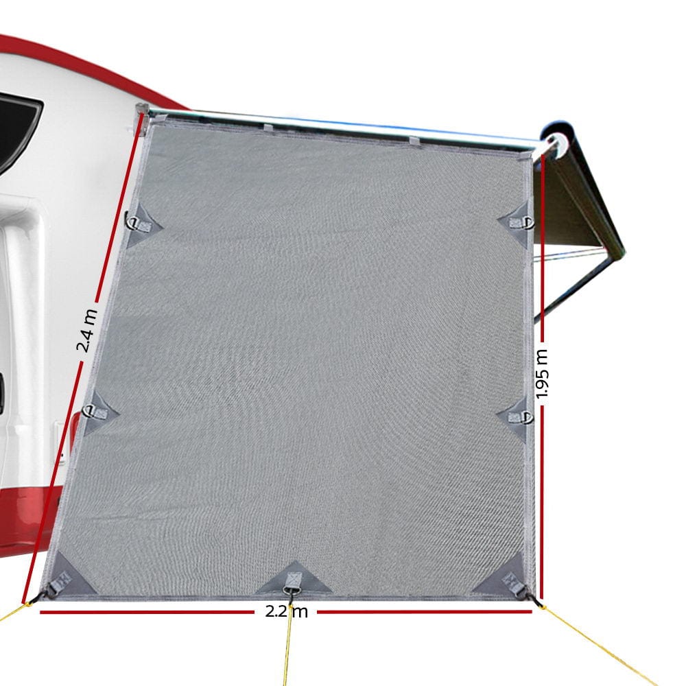 Home & Garden > Shading Grey Caravan Privacy Screen 1.95 x 2.2M End Wall Side Sun Shade Roll Out Awning