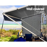 Home & Garden > Shading Grey Caravan Privacy Screen 1.95 x 2.2M End Wall Side Sun Shade Roll Out Awning