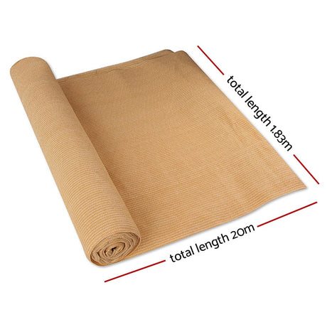 Home & Garden > Shading Instahut 1.83 x 20m Shade Sail Cloth - Beige