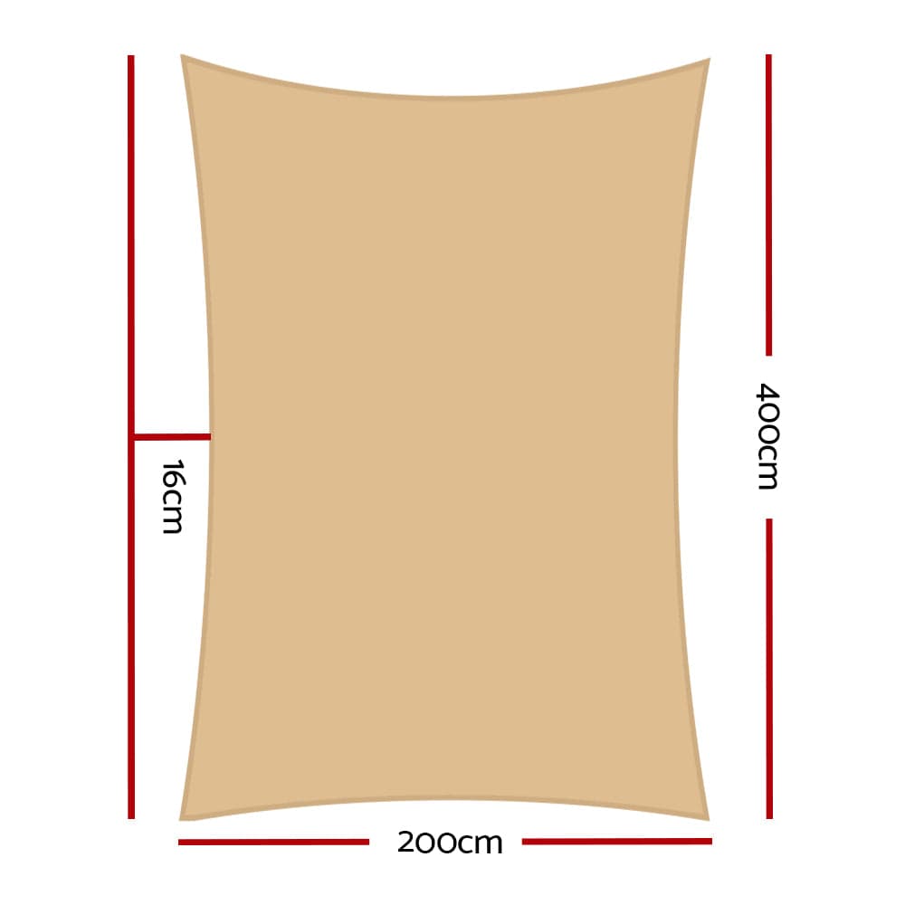 Home & Garden > Shading Instahut 2 x 4m Waterproof Rectangle Shade Sail Cloth - Sand Beige