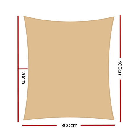 Home & Garden > Shading Instahut 3 x 4m Waterproof Rectangle Shade Sail Cloth - Sand Beige