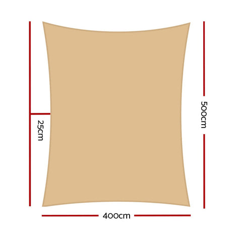 Home & Garden > Shading Instahut 4 x 5m Waterproof Rectangle Shade Sail Cloth - Sand Beige