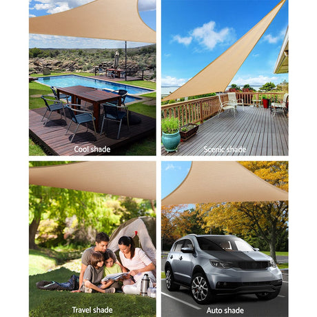 Home & Garden > Shading Instahut 5 x 5 x 5m Waterproof Triangle Shade Sail Cloth - Sand Beige