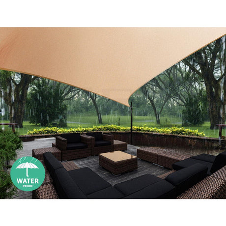 Home & Garden > Shading Instahut 5 x 5 x 5m Waterproof Triangle Shade Sail Cloth - Sand Beige