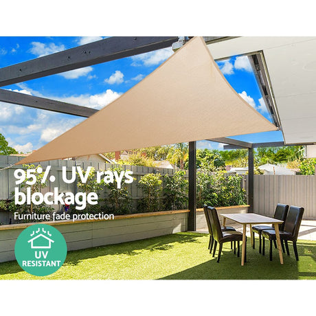 Home & Garden > Shading Instahut 5 x 5 x 5m Waterproof Triangle Shade Sail Cloth - Sand Beige