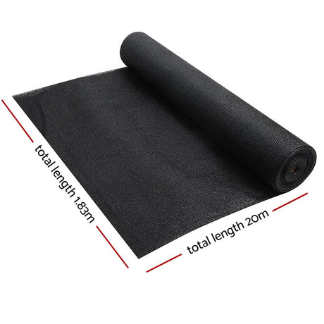 Home & Garden > Shading Instahut 50% Sun Shade Cloth Shadecloth Sail Roll Mesh 1.83x20m 100gsm Black