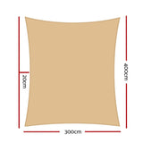 Home & Garden > Shading Instahut Sun Shade Sail Cloth Shadecloth Rectangle Heavy Duty Sand Canopy 3x4m