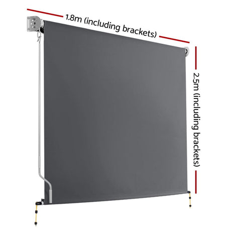 Home & Garden > Shading Set of 2 Instahut Outdoor Blinds Roll Down Awning Straight Drop Patio 1.8X2.5M