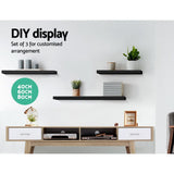 Home & Garden > Storage Artiss 3 Piece Floating Wall Shelves - Black